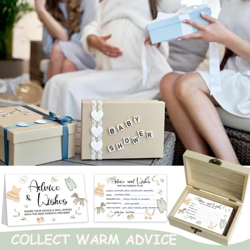 Miniatura 5 de 50 tarjetas de consejos para baby shower para juegos de baby shower, caja de consejos de ropa de bebé y tarjetas de deseos para nuevos padres