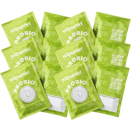 Yogourmet Iniciador de Yogur con Probióticos (Paquete de 12, Versión a Granel) - Haz Yogur en Casa - Fermento para Cultivo - Todo Natural, Sin
