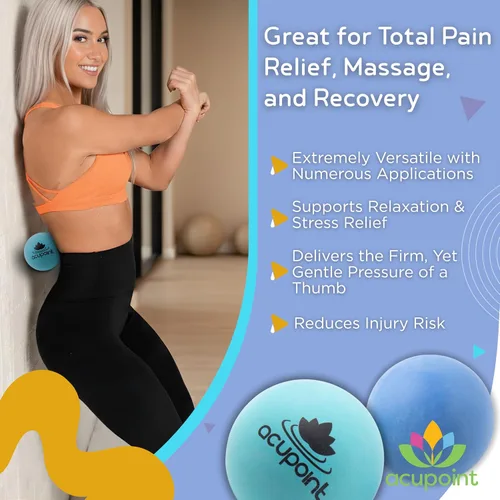 Miniatura 3 de Acupoint" Juego de dos bolas de terapia física, ideal para: Yoga, Masaje de tejidos profundos, terapia de punto activador y auto liberación