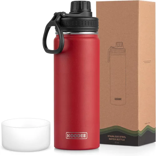 Miniatura 33 de koodee Insulated Water Bottle, 32 oz Stainless Steel Double Wall Vacuum Wide Mouth Sport Bottle with Leakproof Spout Lid (Navy)