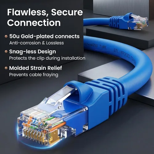 Miniatura 4 de Paquete de cables Ethernet Cat 6 GEARit - Paquete de 10 cables de conexión Ethernet Cat6 de 7 pies Cable de conexión de red RJ45, conectores Azul