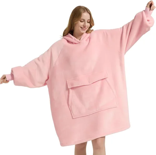 Miniatura 9 de Krifey Manta con capucha de sherpa de gran tamaño como regalo de cumpleaños para mamá, mujer, novia, hombre, acogedora sudadera con bolsillo gigante
