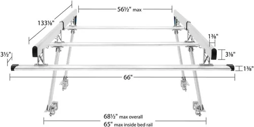 Miniatura 4 de estante de aluminio universal para camionetas para cabinas - capacidad de 800 lb - se adapta a camas de camiones completas, medianas y compactas