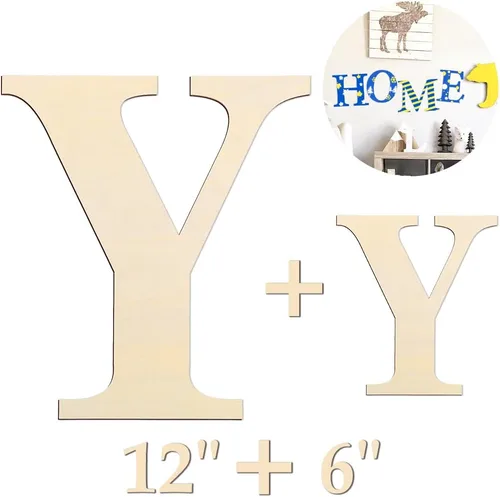 Miniatura 16 de Letras de madera de 12 y 6 pulgadas para proyectos de manualidades, decoración de pared, decoración del hogar y fiesta de cumpleaños, decoración