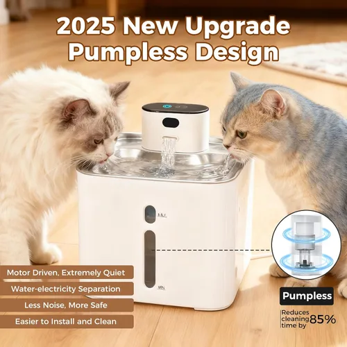 Miniatura 2 de Fuente de agua para gatos sin bombeo de 4.2L, fuente para gatos con batería de 5000 mAh, fuentes de agua inalámbricas para mascotas, modos de agua