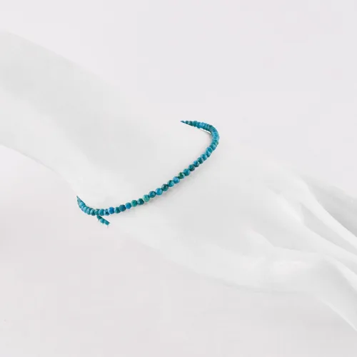 Miniatura 18 de Natural Gemstone Micro Beads Dainty Bangle Bracelet, Handmade Birthstone Jewelry, Healing Chakra Crystals, Silver Plated 8 inch, Birthday Gift for