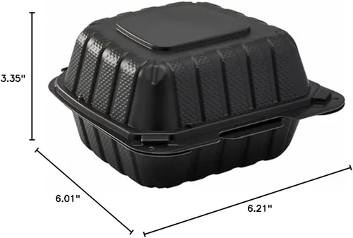 KARAT EARTH Clamshell - Recipientes para alimentos para llevar [6"x6" - 400 unidades] Recipientes para llevar | Aptos para microondas, seguros para