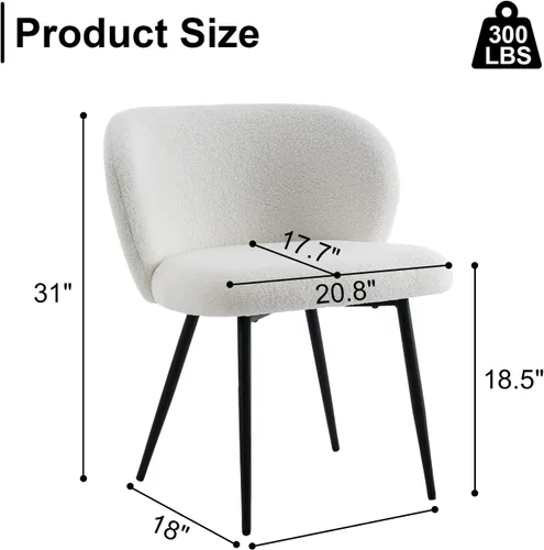 Miniatura 2 de Juego de 2 sillas tapizadas de tela, sillas de tocador de maquillaje, sillas decorativas modernas, sillas de comedor con patas de metal para cocina
