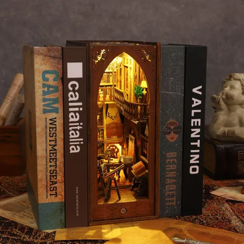 Miniatura 4 de Kit de manualidades 3D para rincón de lectura - Kit de casa en miniatura para adultos, adolescentes y principiantes, estantería de biblioteca