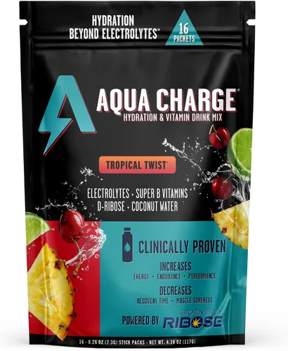 Grab The Gold Aqua Charge - Mezcla de hidratación y bebida vitamínica, electrolitos sin azúcar con vitaminas B, sabor natural, vegano, sin gluten,