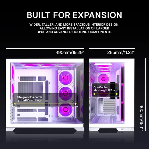 Miniatura 8 de KEDIERS PC CASE - 7 ventiladores ARGB preinstalados, carcasa de PC ATX de torre media con vidrio templado panorámico, carcasa de computadora