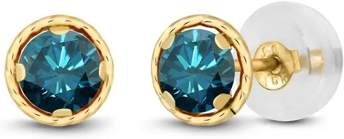 Miniatura 35 de Gem Stone King Aretes redondos de oro amarillo de 14 quilates con piedra natal Redondos de 0.157 in Aretes de oro para mujeres y hombres