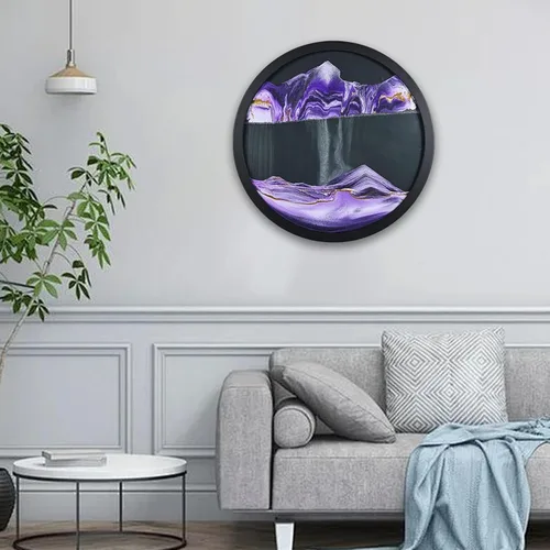 Miniatura 10 de BBYYT Arte de Arena en Movimiento, Escultura Giratoria Montada en Pared, Arte de Pared Paisaje de Mar Profundo para Decoración de Habitación, Marco