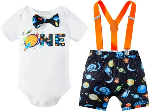 MOMMY'S NEW MAN Traje de primer cumpleaños de melón para bebés y niños pequeños + pantalones cortos + tirantes para sesión de fotos