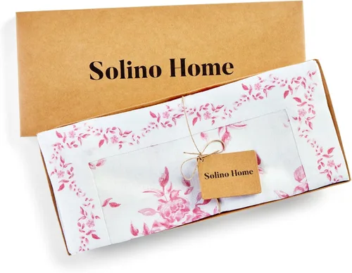 Miniatura 5 de Solino Home Camino de mesa con estampado floral rosa de 36 pulgadas, camino de mesa de lino 100% puro de 14 x 36 pulgadas para primavera, verano