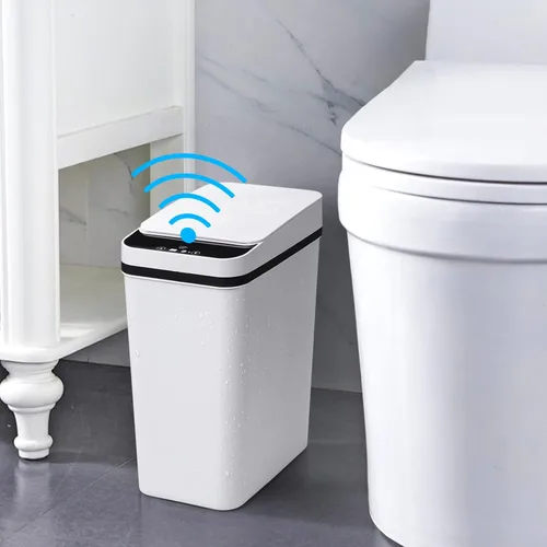 Anborry - Cubo de basura inteligente sin contacto para baño de 8.3 litros con sensor de movimiento automático, cubo de basura eléctrico estrecho