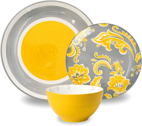 Miniatura 7 de Wisenvoy Juego de platos y cuencos de cerámica, juego de platos de porcelana para 4 platos llanos