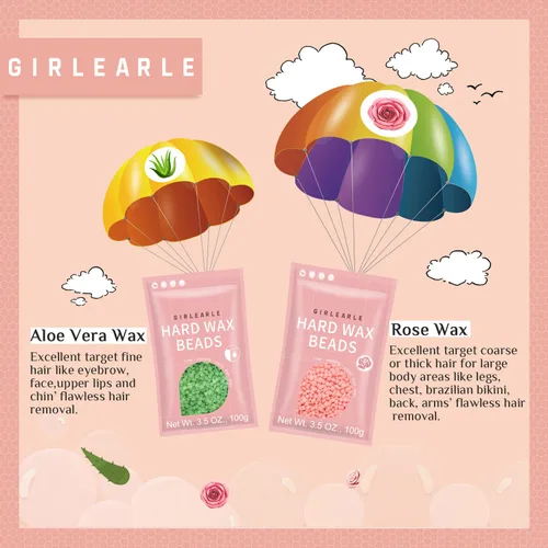 Miniatura 5 de Kit de depilación para mujeres y hombres, GIRLEARLE calentador de cera para depilación en casa con perlas, múltiples fórmulas dirigidas a diferentes