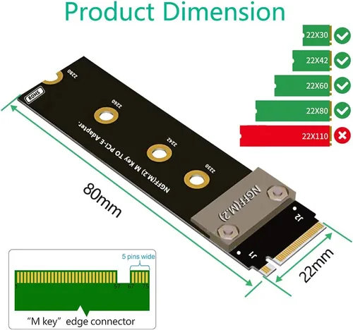 Miniatura 4 de HLT Cable de extensión M.2 NGFF NVMe Key M a PCIe 3.0 X16 (ranura PCI-E en ángulo recto de 90°)