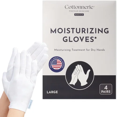 Miniatura 14 de Cottonnerie - 4 pares de guantes de algodón originales para manos secas para dormir, guantes hidratantes durante la noche, guantes hidratantes