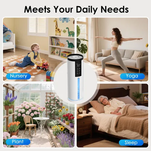 Miniatura 8 de Humidifiers for Bedroom - GloryAir 2.11Gal (8L) Quiet Top Fill Cool & Warm Mist Humidifier Large Room 650 ft² with Humidistat, diffuser, Auto Mode