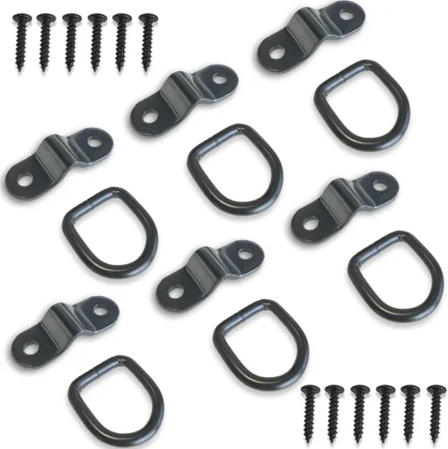 Miniatura 10 de LE KAPMOZ Anillos en D resistentes de 3/8 pulgadas, ganchos de anclaje de amarre para remolque, camión, cama, camioneta, caravana, cámper, ATV