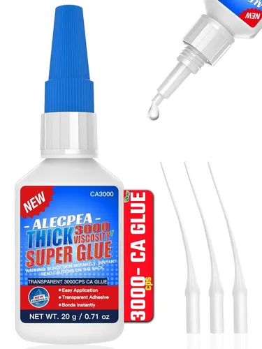 Miniatura 14 de 20g de pegamento CA negro medio-espeso (500 CPS), pegamento super de cianoacrilato premium para madera, vidrio, metal, papel, cuero, plástico