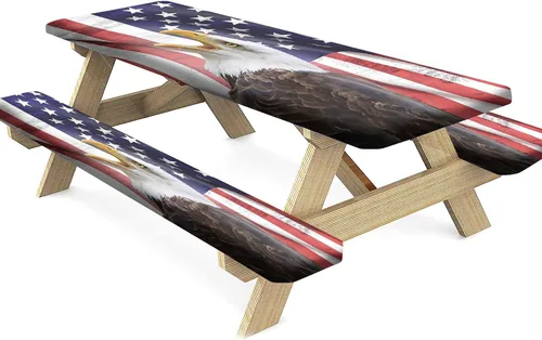 Miniatura 34 de Mantel ajustable para mesa y banco de pícnic de Halloween, diseño de fantasma, impermeable, 28 x 72 pulgadas, juego de 3 piezas, mantel ajustable al