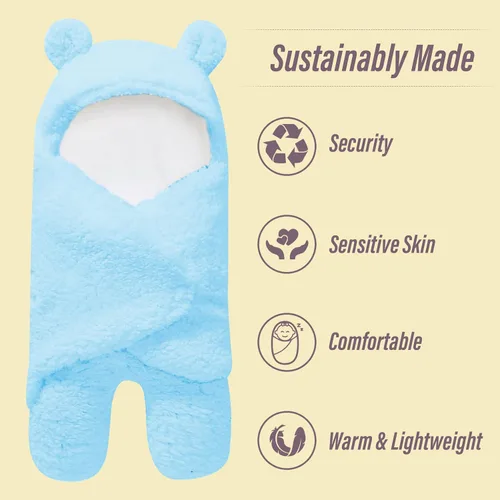 Miniatura 4 de Ease Cubs Paquete de 2 Envolturas de Arrullo de Felpa Sherpa Ultra Cálidas para Bebé - Artículos Esenciales Imprescindibles para Recién Nacidos