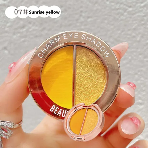 Miniatura 7 de Sombra de ojos de doble color, paleta de maquillaje de ojos de alto pigmento, polvo de sombra de ojos mate con brillo metálico, maquillaje de ojos