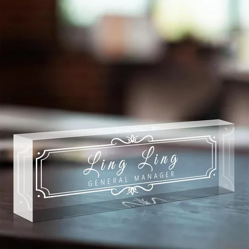 Miniatura 19 de Placa de nombre de escritorio personalizada, placa de identificación acrílica, placas de identificación grabadas personalizadas con logotipo/foto