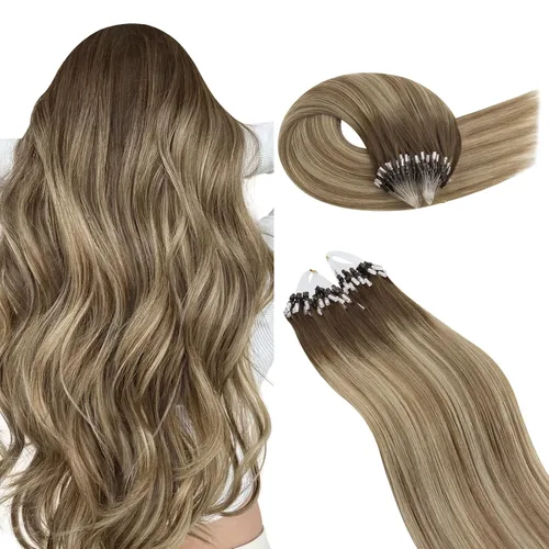 Miniatura 35 de Ugeat - Extensiones de cabello humano con microanillo, 14 pulgadas, extensiones de cabello Remy con microcuentas de 1 gm/hebra, 50 gms, extensiones