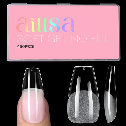 Miniatura 11 de AILLSA Puntas de uñas cuadradas extra cortas – 240 puntas de uñas postizas prelimadas gruesas puntas de uñas medio mate, uñas postizas para regalo