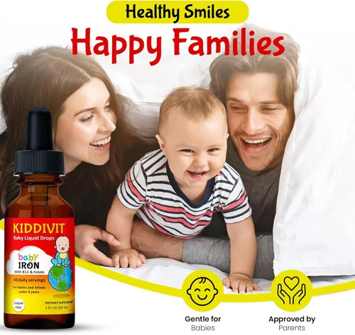Miniatura 6 de Gotas líquidas de hierro para bebés con vitamina B12 y folato, suplemento suave de soporte de hierro, 60 porciones diarias, fibra prebiótica