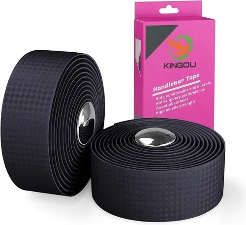 KINGOU cintas de barra, cinta para manubrio de bicicleta de carretera, en piel de poliuretano, de fibra de carbono, 2 unidades por juego
