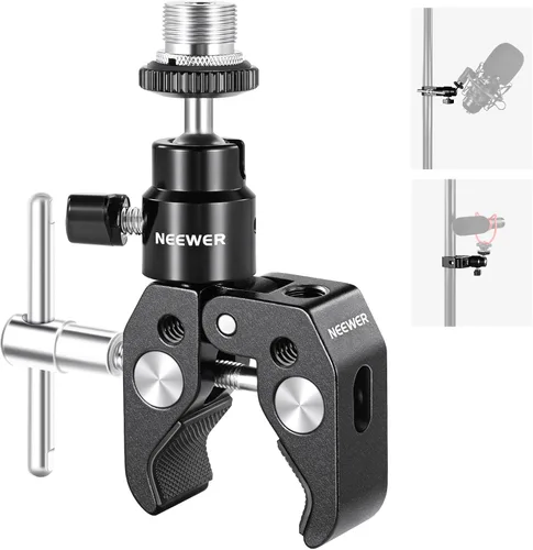 Miniatura 11 de NEEWER Super Clamp con Brazo Mágico de Cabeza Esférica Doble de 3", Zapata Fría, Roscas de 1/4", Adaptador de Montaje para Cámara de Teléfono/Acción