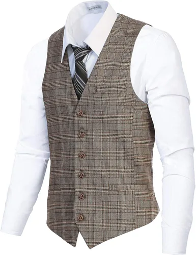 Miniatura 49 de Gioberti Chaleco de tweed formal de 6 botones para hombres