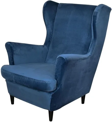 Miniatura 17 de OBCREAT Fundas para silla Wingback, 2 piezas de terciopelo elástico con respaldo de ala, fundas de sofá para silla de ala suave con parte inferior