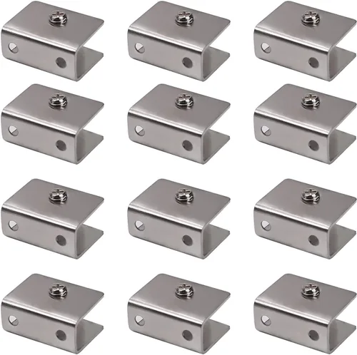 Miniatura 23 de MroMax 12PCS 1.1" x 0.87" x 0.47" (LxWxH) Soporte de estante de vidrio semicírculo ajustable acero inoxidable puerta gabinete clip plateado