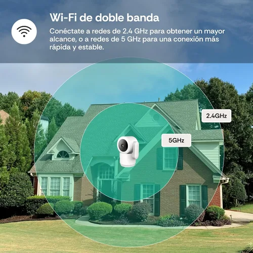 Miniatura 4 de Luna 2K Cámaras interiores para seguridad del hogar, WiFi de 2.4 GHz y 5 GHz, inclinación panorámica de 360 grados, foco integrado, seguimiento