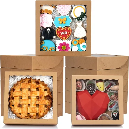 Miniatura 10 de RomanticBaking 24 piezas cajas blancas para pasteles de 10 x 10 x 2.5 pulgadas con ventana - Perfectas para galletas, fresas cubiertas de chocolate