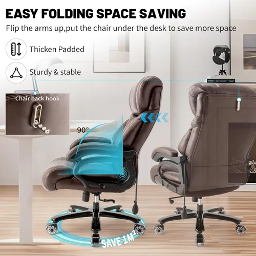 Miniatura 7 de Sillas de oficina grandes y altas de 600 libras para personas pesadas, silla de oficina ejecutiva resistente con asiento extra ancho y soporte