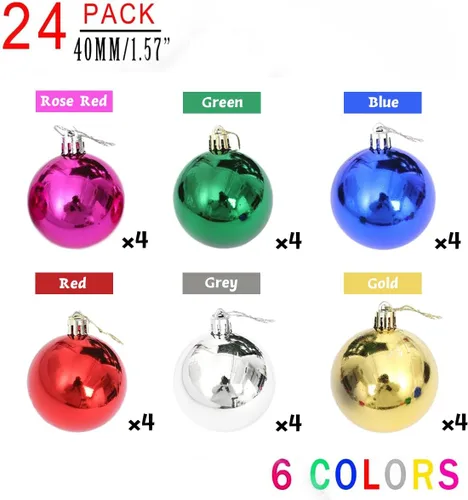 Miniatura 2 de AllBeauty - Bolas de Navidad de 24 quilates y 1.575 in, decoración esencial para el árbol de Navidad, inastillables, para interiores y fiestas