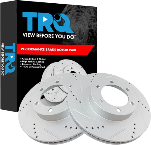 Miniatura 195 de TRQ Juego de rotores de freno de rendimiento trasero con revestimiento G premium compatible con Mazda 6 2014-2021