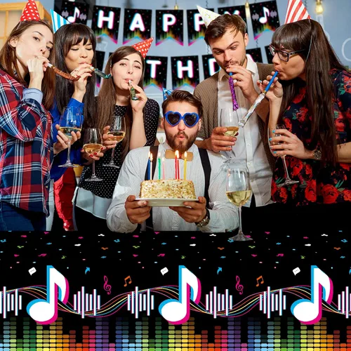 Miniatura 4 de Suministros para fiestas musicales, platos de papel desechables, servilletas, vasos, mantel y pancarta para niñas y niños, decoración de cumpleaños