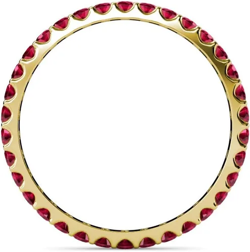 Miniatura 4 de Ruby 0.88 ctw U-Prong Anillo de eternidad para mujer, apilable, oro de 14 quilates