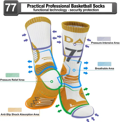 Miniatura 48 de 2 pares de calcetines de baloncesto para hombres y niños, equipo de baloncesto con número de la suerte, calcetines de estrella para niños y adultos