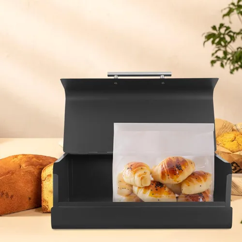 Miniatura 8 de Angoily Cubierta de contenedor de pan multifunción de metal para encimera de cocina, mantiene los productos horneados frescos durante más tiempo