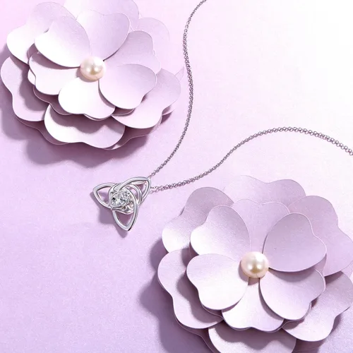 Miniatura 22 de FLYOW Collar con colgante de nudo celta de plata de ley 925 de buena suerte irlandés para mujer, regalo de cumpleaños y graduación