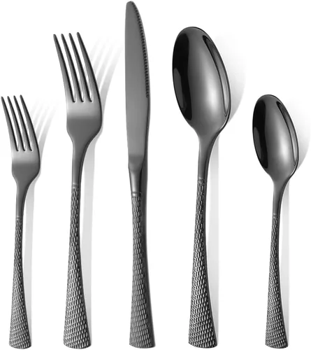 Miniatura 22 de Juego de cubiertos dorados de 20 piezas con tenedor para pastel, juego de cubiertos de acero inoxidable para 4, utensilios de cocina con mango
